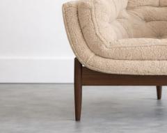 Adrian Pearsall Set of MCM Sculptural Walnut Tripod Lounge Chairs in Boucl C 1950s - 4572634