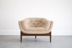 Adrian Pearsall Set of MCM Sculptural Walnut Tripod Lounge Chairs in Boucl C 1950s - 4572637