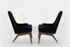 Adrian Pearsall Set of Slipper Chairs by Adrian Pearsall in Navy Mohair 1950s - 2053431