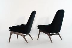 Adrian Pearsall Set of Slipper Chairs by Adrian Pearsall in Navy Mohair 1950s - 2053432