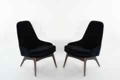 Adrian Pearsall Set of Slipper Chairs by Adrian Pearsall in Navy Mohair 1950s - 2053434