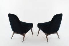 Adrian Pearsall Set of Slipper Chairs by Adrian Pearsall in Navy Mohair 1950s - 2053435
