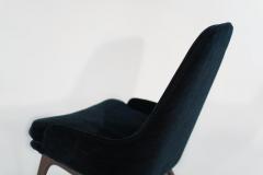 Adrian Pearsall Set of Slipper Chairs by Adrian Pearsall in Navy Mohair 1950s - 2053436