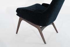 Adrian Pearsall Set of Slipper Chairs by Adrian Pearsall in Navy Mohair 1950s - 2053437