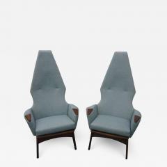 Adrian Pearsall Spectacular Pair of Adrian Pearsall High Back Chairs Mid Century Danish Modern - 1171776