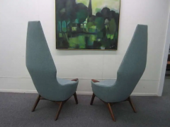 Adrian Pearsall Spectacular Pair of Adrian Pearsall High Back Chairs Mid Century Danish Modern - 3093649