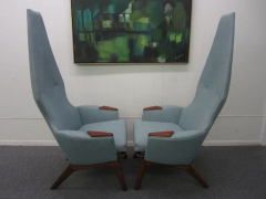 Adrian Pearsall Spectacular Pair of Adrian Pearsall High Back Chairs Mid Century Danish Modern - 3093656