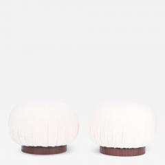 Adrian Pearsall Swivel Pouf Ottomans on Walnut Bases Pair - 1215249