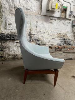 Adrian Pearsall WALNUT LIGHT BLUE LINEN WINGBACK CHAIR ATTRIBUTED TO ADRIAN PEARSALL - 3085120