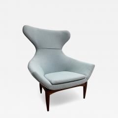 Adrian Pearsall WALNUT LIGHT BLUE LINEN WINGBACK CHAIR ATTRIBUTED TO ADRIAN PEARSALL - 3088720