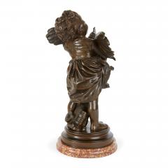 Adriano Cecioni Patinated bronze group by Cecioni depicting a child and rooster - 3354564