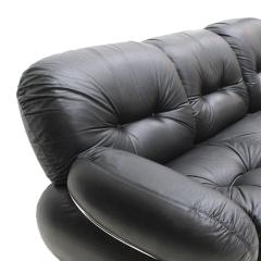 Adriano Piazzesi Mid Century Modern Adriano Piazzesi Okay Black Leather and Steel Italian Sofa - 3225465