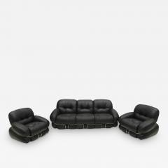 Adriano Piazzesi Mid Century Modern Adriano Piazzesi Okay Black Leather and Steel Italian Sofa - 3225983