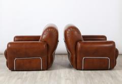 Adriano Piazzesi Pair of Adriano Piazzessi Italian 1970s Leather Tufted Lounge Chairs - 2635702