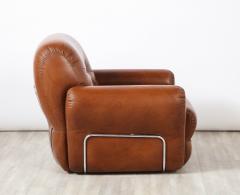 Adriano Piazzesi Pair of Adriano Piazzessi Italian 1970s Leather Tufted Lounge Chairs - 2635705