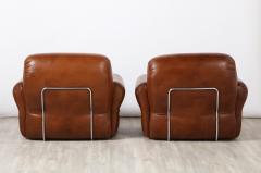 Adriano Piazzesi Pair of Adriano Piazzessi Italian 1970s Leather Tufted Lounge Chairs - 2635706