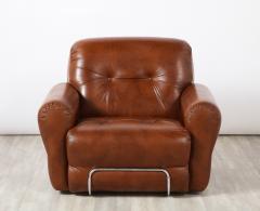 Adriano Piazzesi Pair of Adriano Piazzessi Italian 1970s Leather Tufted Lounge Chairs - 2635708