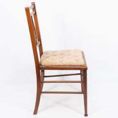 Aesthetic Movement Walnut Lyre Back Bedroom or Side Chair with Button Seat - 4192572