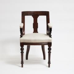 Aesthetic Style Mahogany Armchair with Greek Key Design - 1538614