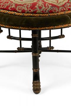 Aesthetics Movement Faux Bamboo Needlepoint Stool - 4656823