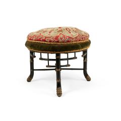 Aesthetics Movement Faux Bamboo Needlepoint Stool - 4708673