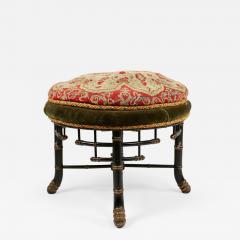 Aesthetics Movement Faux Bamboo Needlepoint Stool - 4708731
