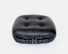 Afra Tobia Scarpa AFRA AND TOBIA SCARPA SORIANA BLACK LEATHER FOOTSTOOL OTTOMAN FOR CASSINA - 3219013