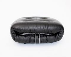 Afra Tobia Scarpa AFRA AND TOBIA SCARPA SORIANA BLACK LEATHER FOOTSTOOL OTTOMAN FOR CASSINA - 3219014