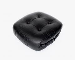 Afra Tobia Scarpa AFRA AND TOBIA SCARPA SORIANA BLACK LEATHER FOOTSTOOL OTTOMAN FOR CASSINA - 3219015