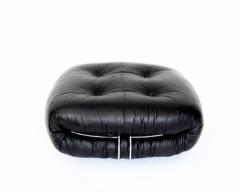 Afra Tobia Scarpa AFRA AND TOBIA SCARPA SORIANA BLACK LEATHER FOOTSTOOL OTTOMAN FOR CASSINA - 3219016