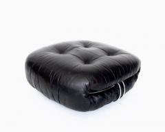 Afra Tobia Scarpa AFRA AND TOBIA SCARPA SORIANA BLACK LEATHER FOOTSTOOL OTTOMAN FOR CASSINA - 3219018