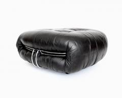 Afra Tobia Scarpa AFRA AND TOBIA SCARPA SORIANA BLACK LEATHER FOOTSTOOL OTTOMAN FOR CASSINA - 3219034