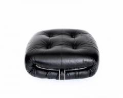 Afra Tobia Scarpa AFRA AND TOBIA SCARPA SORIANA BLACK LEATHER FOOTSTOOL OTTOMAN FOR CASSINA - 3219035