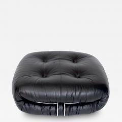 Afra Tobia Scarpa AFRA AND TOBIA SCARPA SORIANA BLACK LEATHER FOOTSTOOL OTTOMAN FOR CASSINA - 3223860