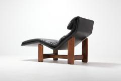 Afra Tobia Scarpa Afra Tobia Scarpa Black Leather and Walnut Lounge Chair 1980s - 984563