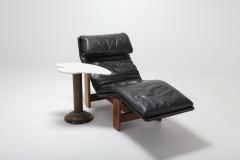 Afra Tobia Scarpa Afra Tobia Scarpa Black Leather and Walnut Lounge Chair 1980s - 984564
