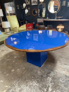 Afra Tobia Scarpa Afra Tobia Scarpa Round Dining Blue and Wood Table Italy 1970s - 1760677