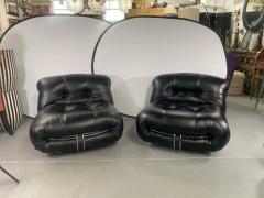Afra Tobia Scarpa Afra Tobia Scarpa Soriana Lounge Black Leather Chair for Cassina a Pair - 3008060
