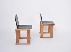 Afra Tobia Scarpa Afra Tobia Scarpa attributed Pair of Dining Chairs in Black Leather - 3385204