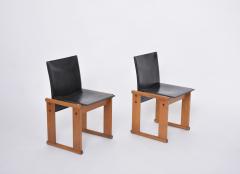 Afra Tobia Scarpa Afra Tobia Scarpa attributed Pair of Dining Chairs in Black Leather - 3385205