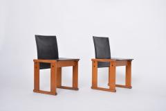 Afra Tobia Scarpa Afra Tobia Scarpa attributed Pair of Dining Chairs in Black Leather - 3385206