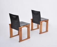 Afra Tobia Scarpa Afra Tobia Scarpa attributed Pair of Dining Chairs in Black Leather - 3385207