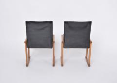 Afra Tobia Scarpa Afra Tobia Scarpa attributed Pair of Dining Chairs in Black Leather - 3385208