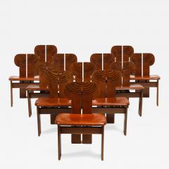 Afra Tobia Scarpa Afra Tobia Scarpa for Maxalto Set of Twelve Africa Walnut Dining Chairs - 3744424