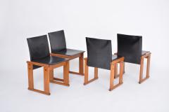 Afra Tobia Scarpa Afra Tobia Scarpa set of four dining chairs in black leather - 2696523