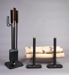 Afra Tobia Scarpa Afra and Tobia Scarpa Fireplace Set with Wood Tools Andirons and Screen - 3668177