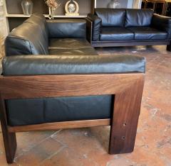 Afra Tobia Scarpa Bastiano Black Leather Sofa with Walnut Frame by Afra Tobia Scarpa - 1696613