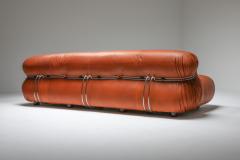 Afra Tobia Scarpa Cassina Soriana Cognac Leather Sofa by Afra and Tobia Scarpa 1970s - 1516459