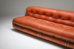 Afra Tobia Scarpa Cassina Soriana Cognac Leather Sofa by Afra and Tobia Scarpa 1970s - 1516465