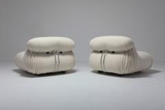 Afra Tobia Scarpa Cassina Soriana Lounge Chairs by Afra and Tobia Scarpa in Boucl Wool 1970s - 1940879